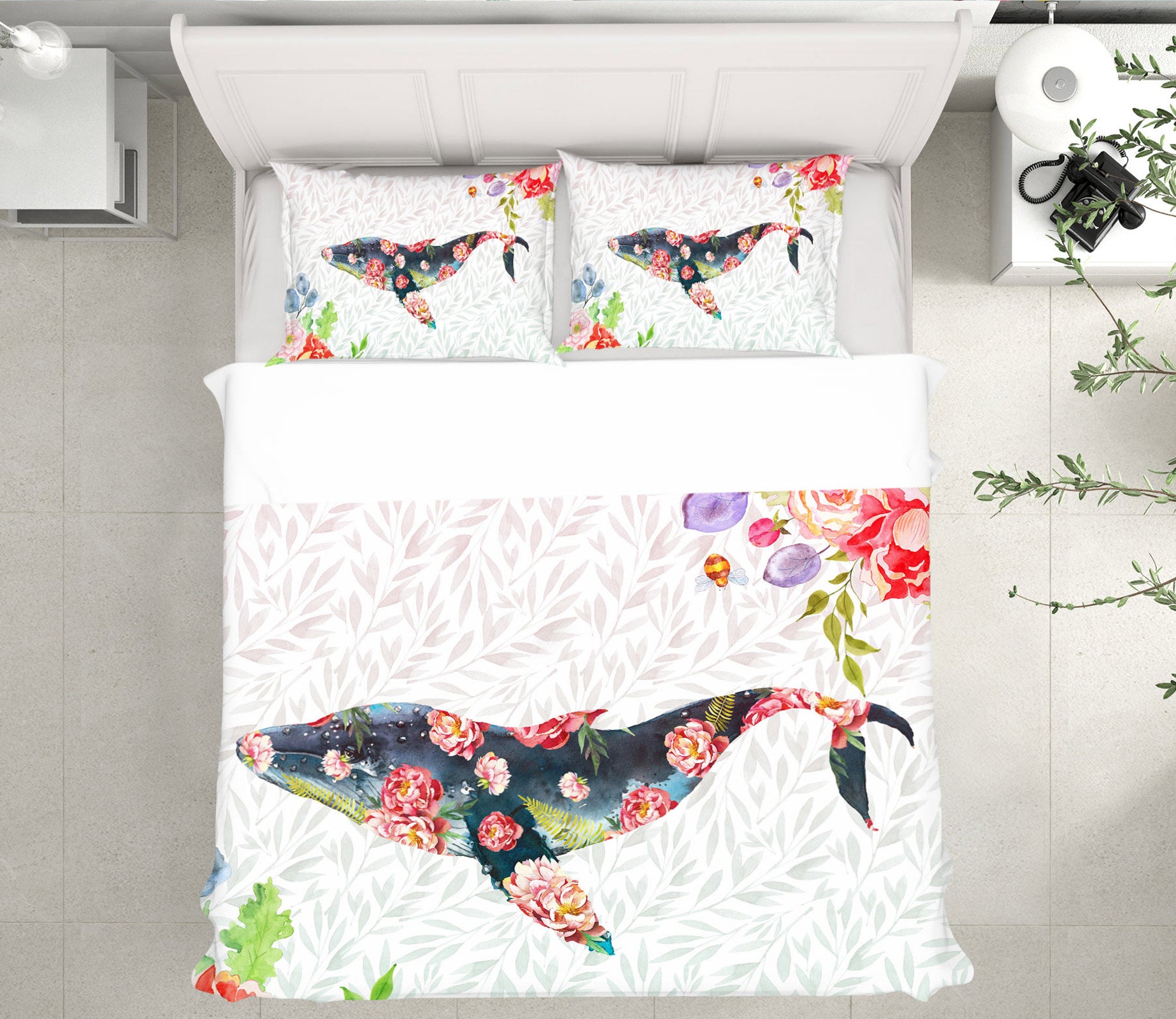 3D Flowers Whale 13118 Bed Pillowcases Quilt