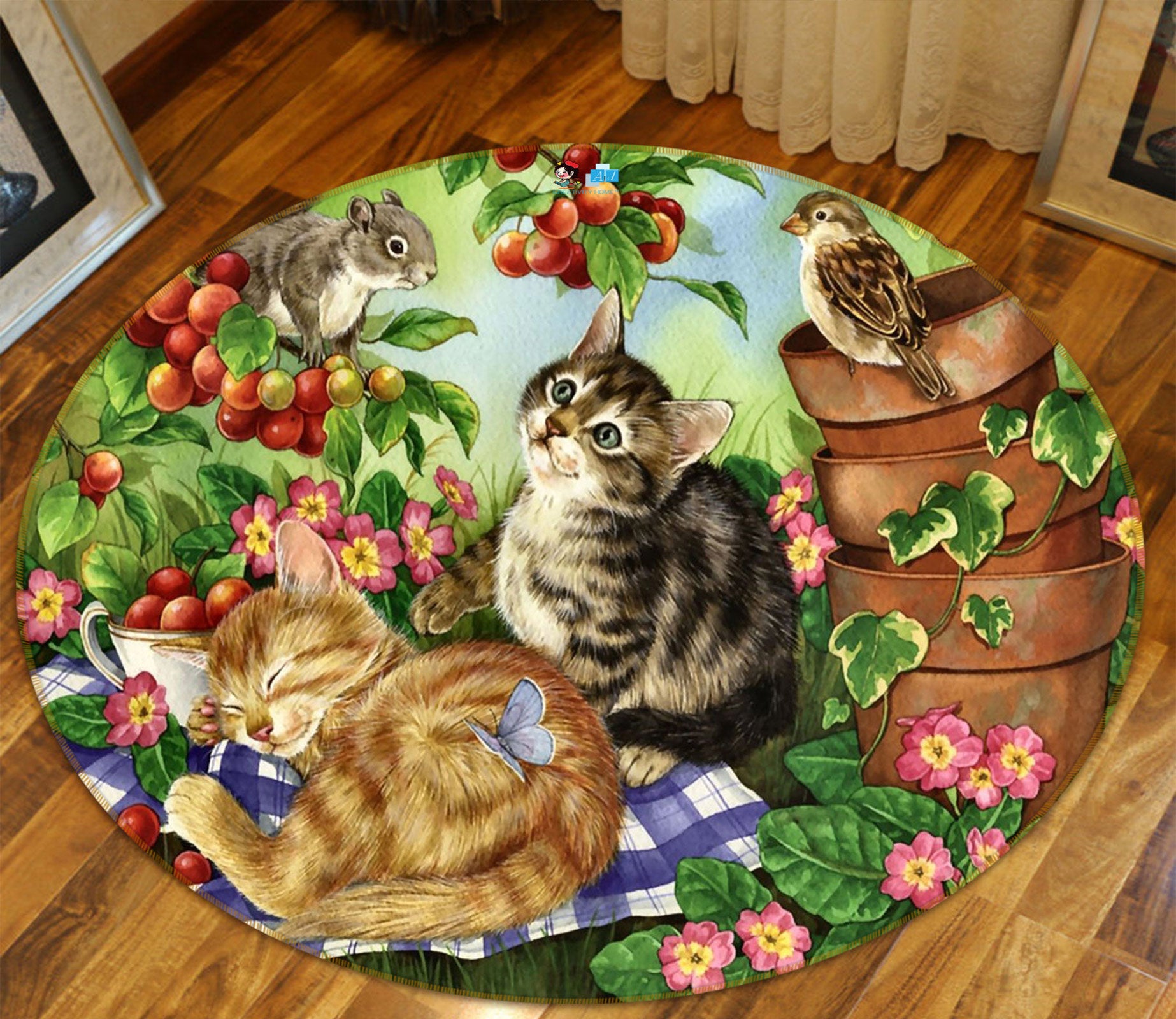 3D Cat 72260 Round Non Slip Rug Mat
