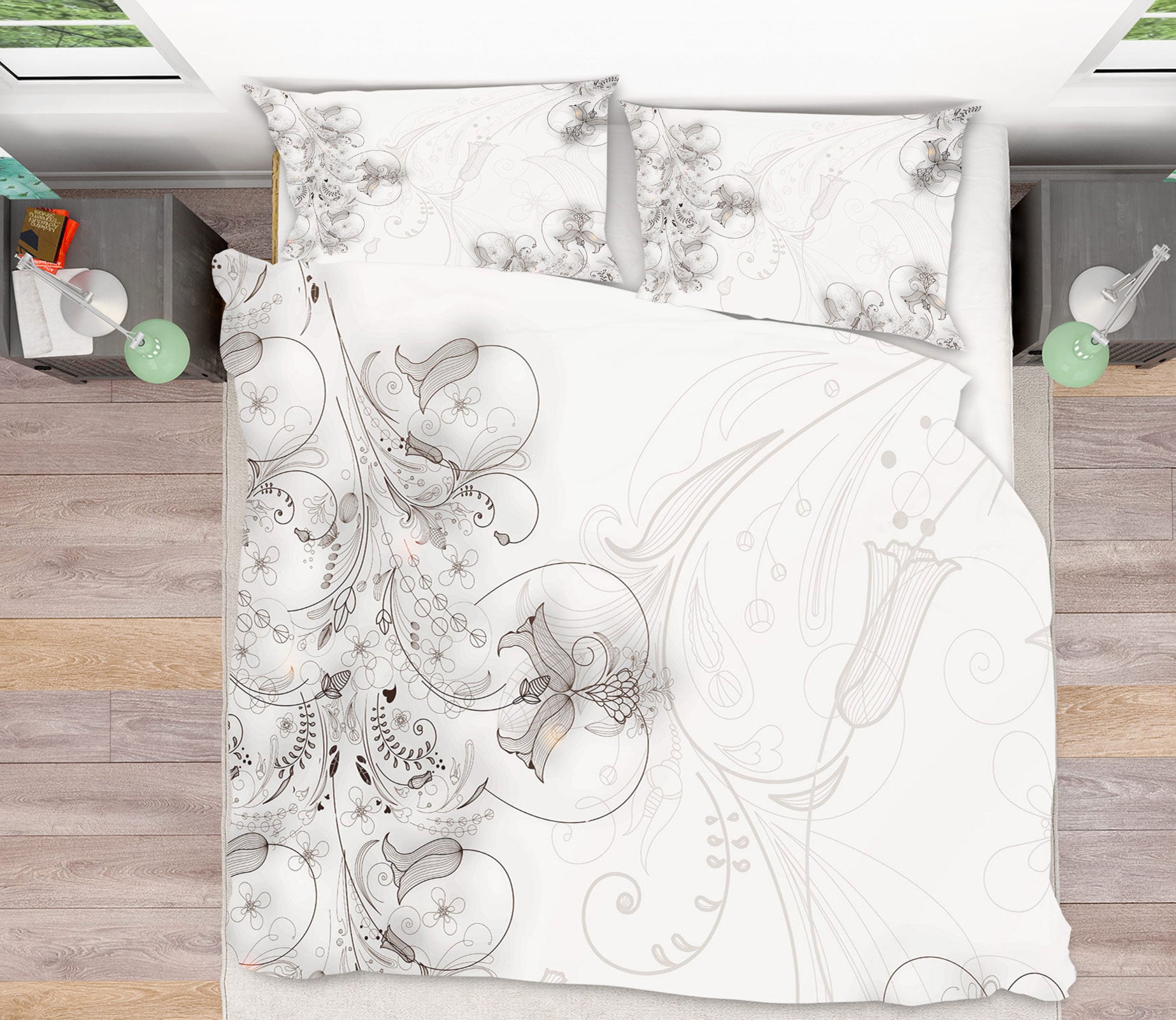 3D Grey Pattern 13095 Bed Pillowcases Quilt