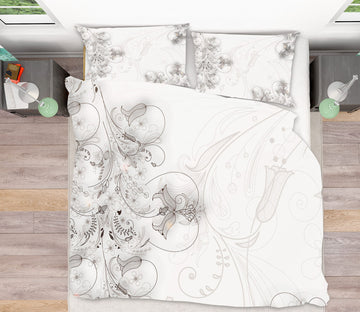 3D Grey Pattern 13095 Bed Pillowcases Quilt