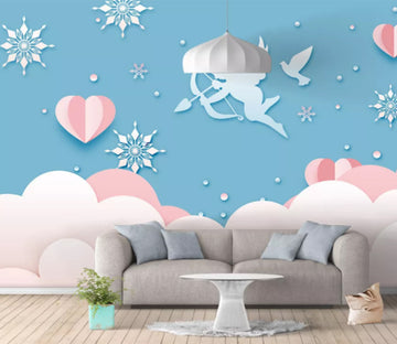 3D Cupid Snowflake WC891 Wall Murals
