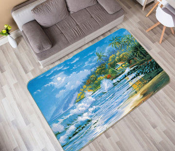 3D Seaside Coconut Tree 33167 Non Slip Rug Mat