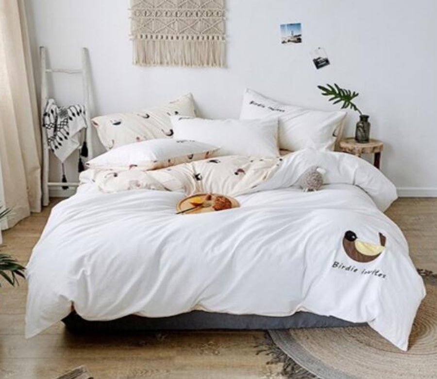 3D White Bird 20271 Bed Pillowcases Quilt