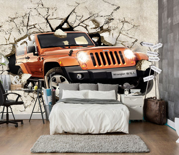3D Hummer Broken Wall 278 Vehicle Wall Murals