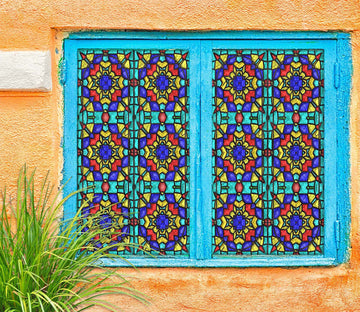3D Lace Blue 118 Window Film Print Sticker Cling Stained Glass UV Block