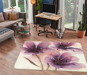 3D Purple Flowers 32057 Non Slip Rug Mat