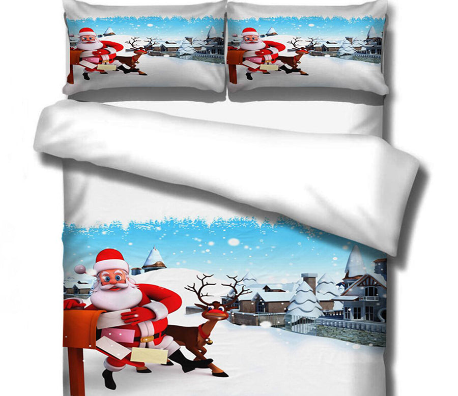 3D Santa Deer 46048 Christmas Quilt Duvet Cover Xmas Bed Pillowcases