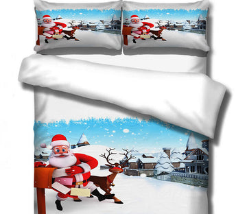 3D Santa Deer 46048 Christmas Quilt Duvet Cover Xmas Bed Pillowcases
