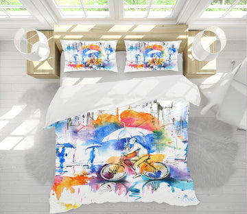 3D Watercolor Bicycle 13001 Bed Pillowcases Quilt