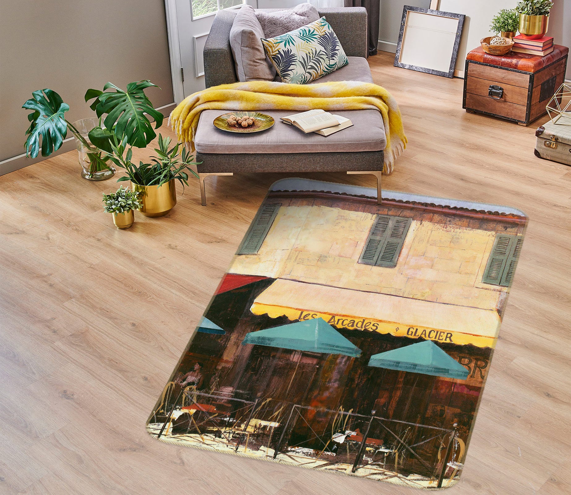 3D Shop Blue Umbrella 76140 Non Slip Rug Mat