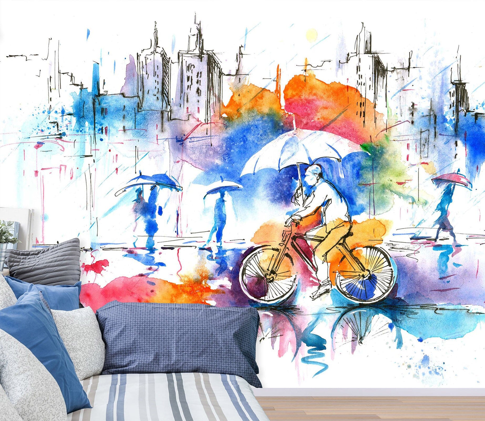 3D Umbrella Bike 2041 Wall Murals Wallpaper AJ Wallpaper 2 