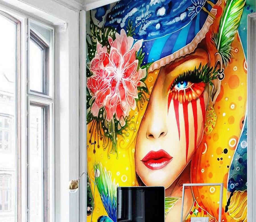 3D Color Lady Avatar 438 Wall Murals Wallpaper AJ Wallpaper 2 