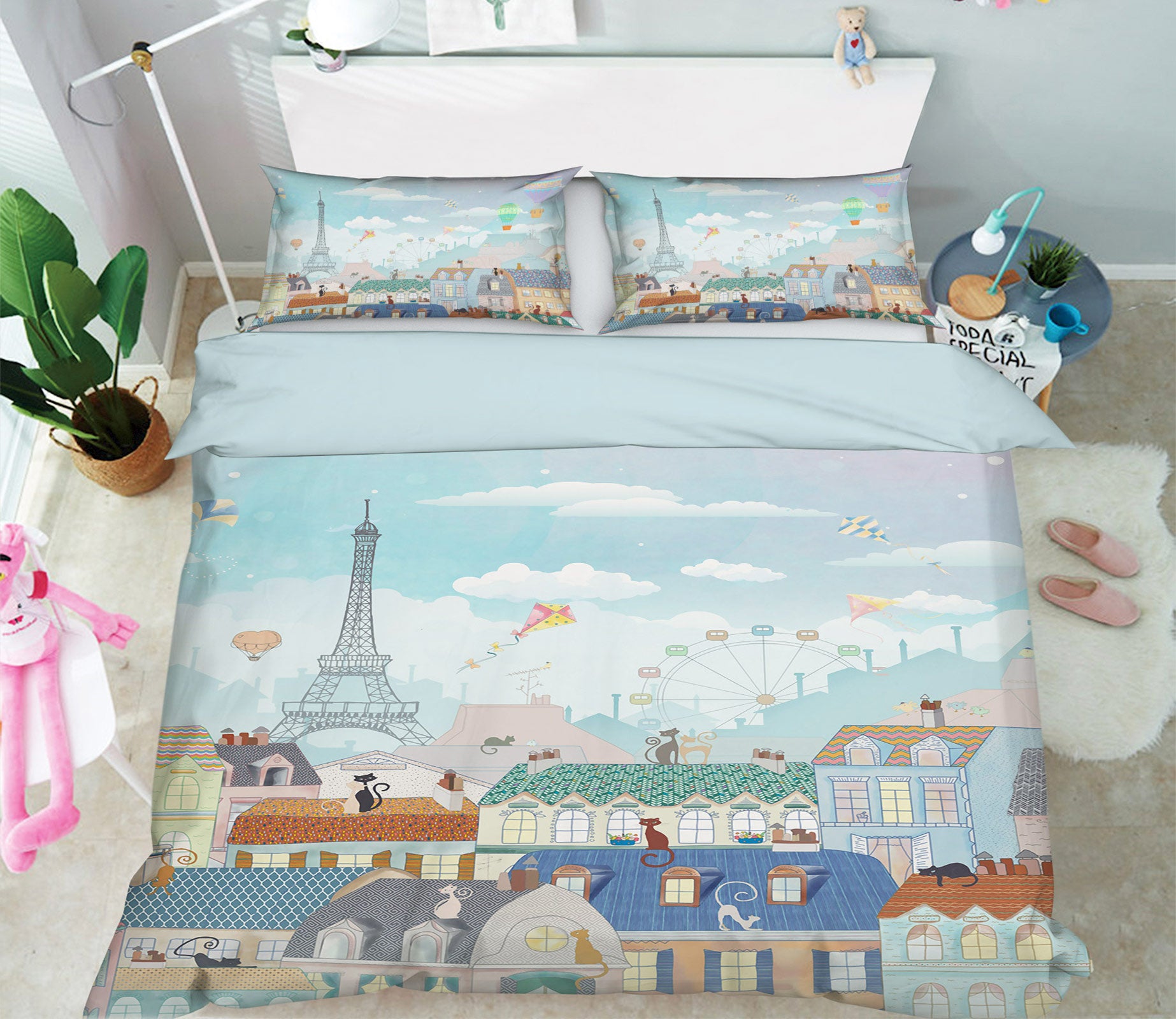 3D Houses Tower 13097 Bed Pillowcases Quilt
