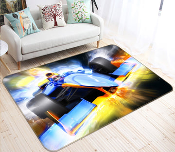 3D Blue Racing Car 67197 Vehicle Non Slip Rug Mat