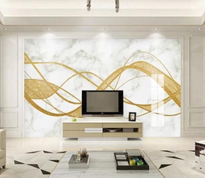 3D Golden Wave 1961 Wall Murals Wallpaper AJ Wallpaper 2 