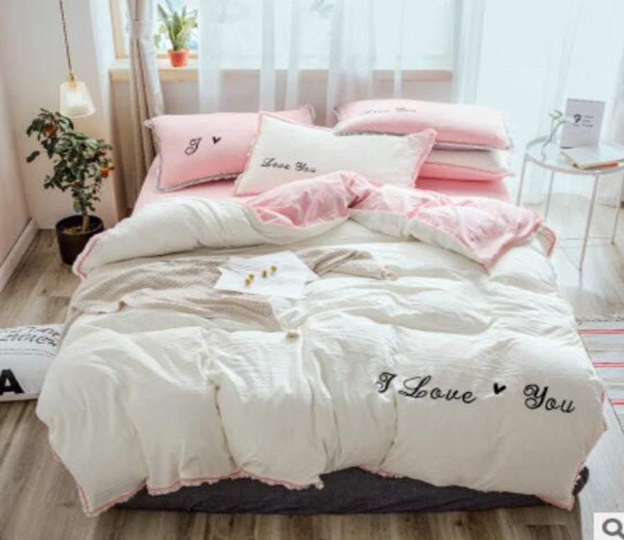 3D White Pink 50001 Bed Pillowcases Quilt