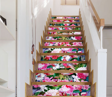 3D Pink Flower Bush 103226 Uta Naumann Stair Risers