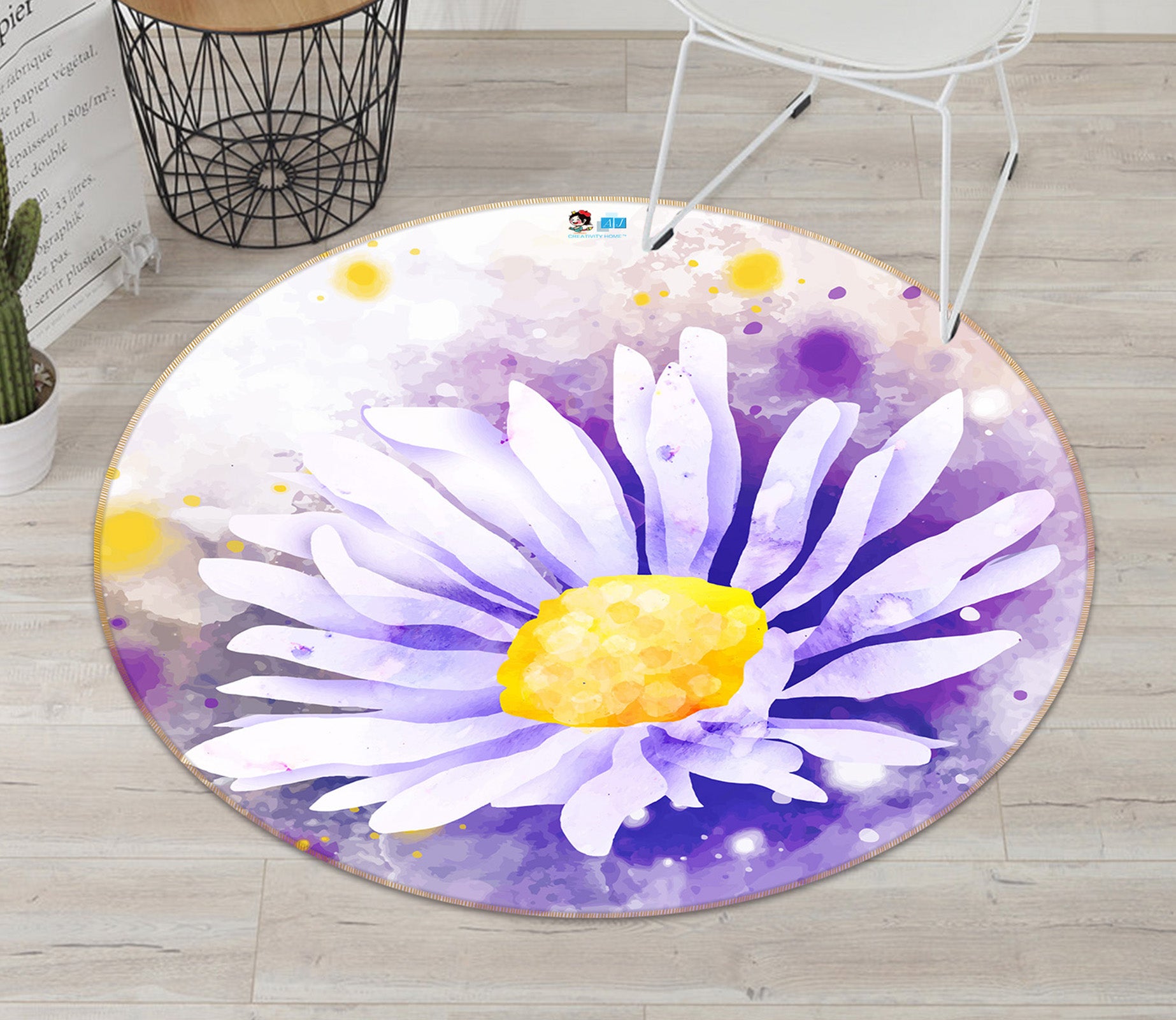3D Flowers 71269 Round Non Slip Rug Mat
