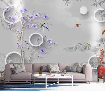 3D Stone Plum WC1566 Wall Murals