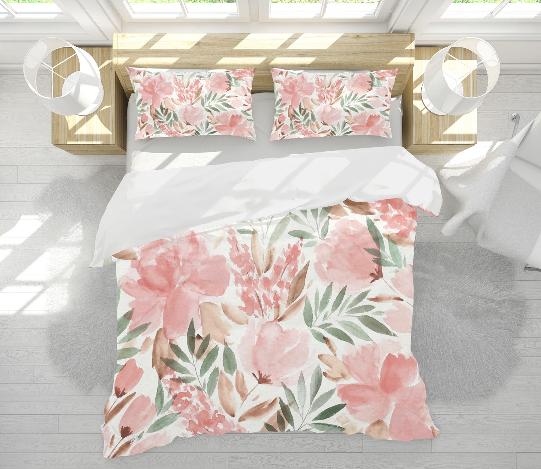 3D Light Pink Flowers 60179 Bed Pillowcases Quilt