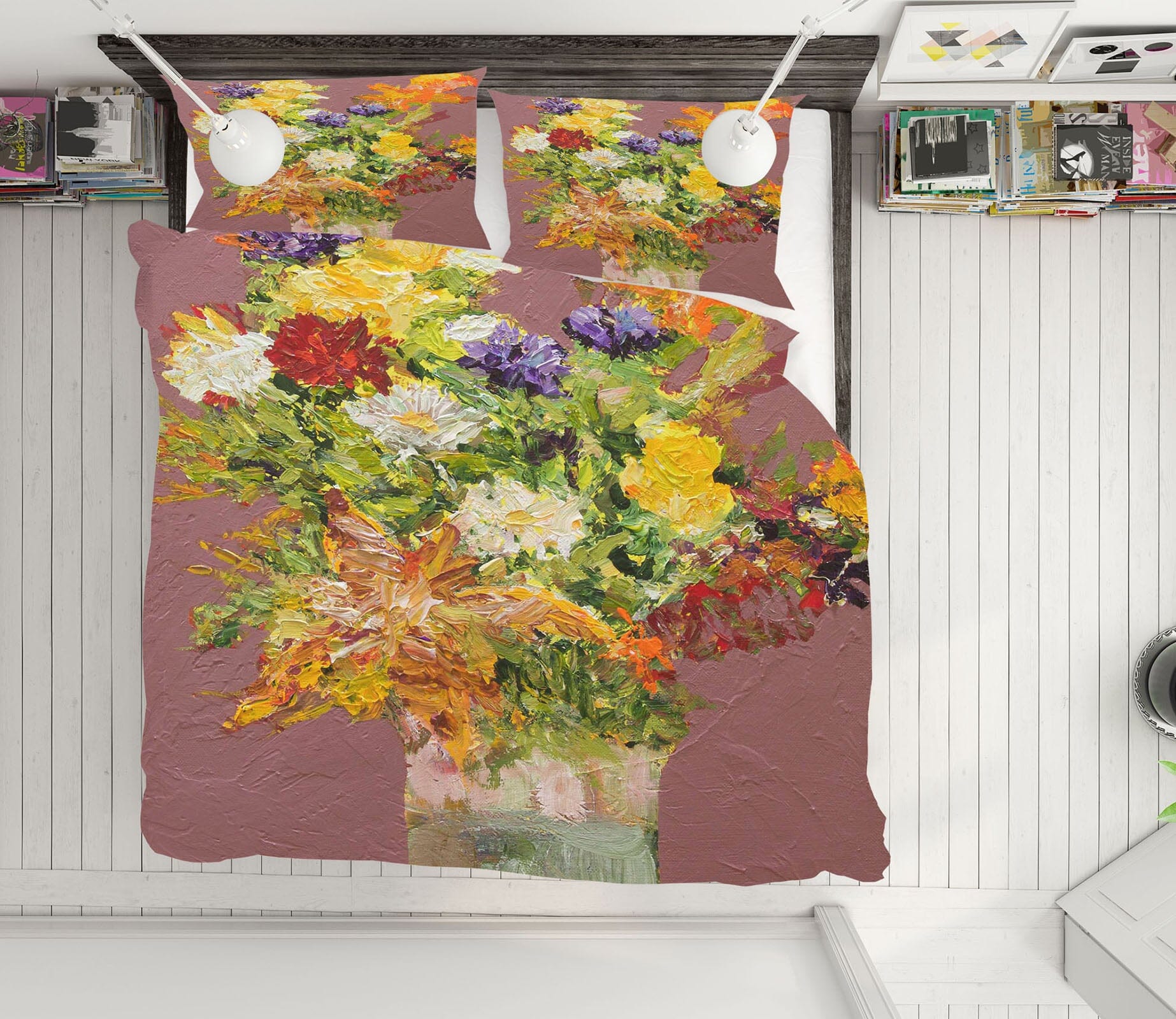 3D Vase Chrysanthemum 1088 Allan P. Friedlander Bedding Bed Pillowcases Quilt Quiet Covers AJ Creativity Home 