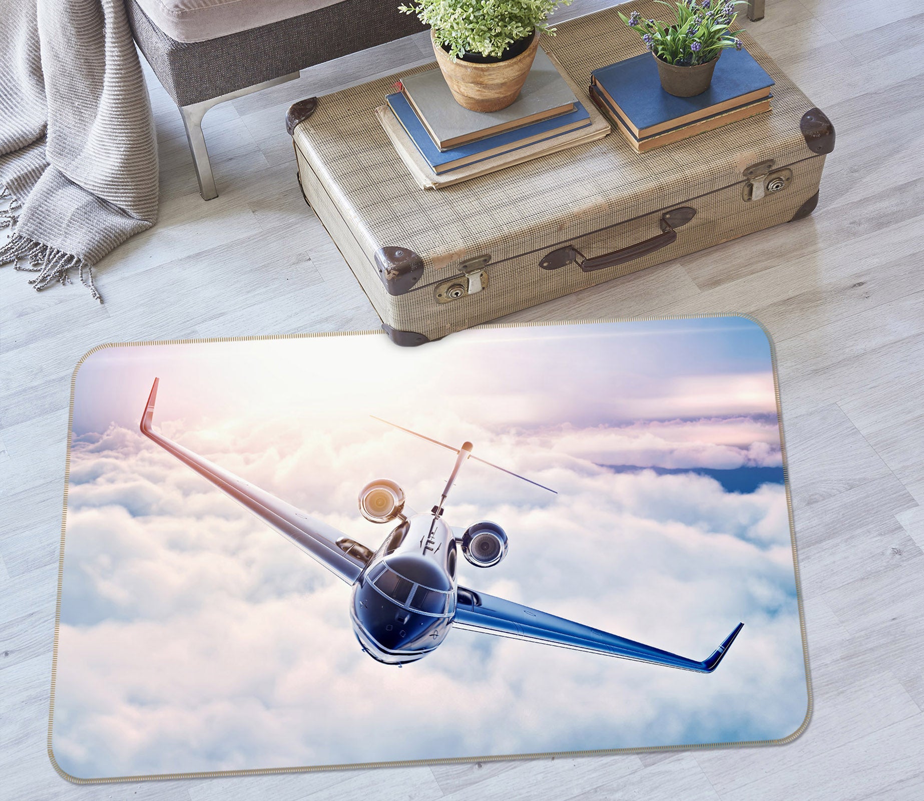 3D Clouds Aircraft 42073 Vehicle Non Slip Rug Mat