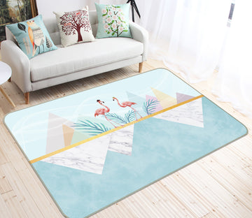 3D Flamingo Triangle 34032 Non Slip Rug Mat