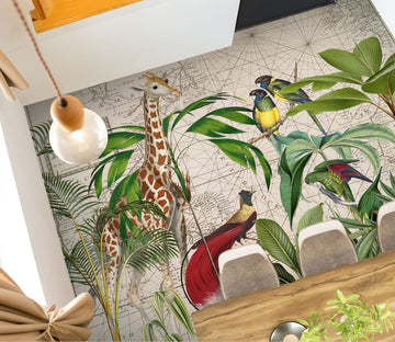 3D Jungle Giraffe Bird 104174 Andrea Haase Floor Mural