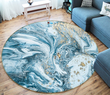 3D Green Pattern 69170 Round Non Slip Rug Mat