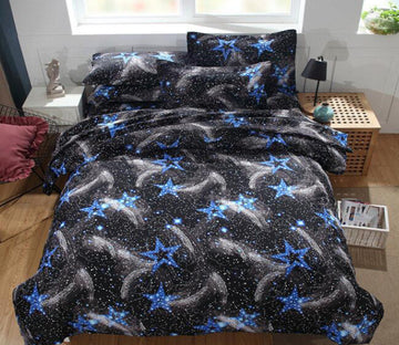 3D Feather Blue Five-Pointed Star 2122 Bed Pillowcases Quilt