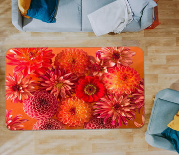 3D Red Chrysanthemum 3023 Assaf Frank Rug Non Slip Rug Mat Mat AJ Creativity Home 