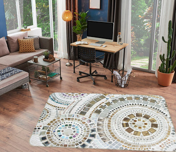 3D Block Circle Pattern 33025 Non Slip Rug Mat