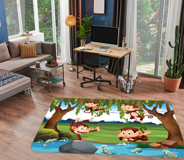 3D Cartoons Monkey 30076 Non Slip Rug Mat