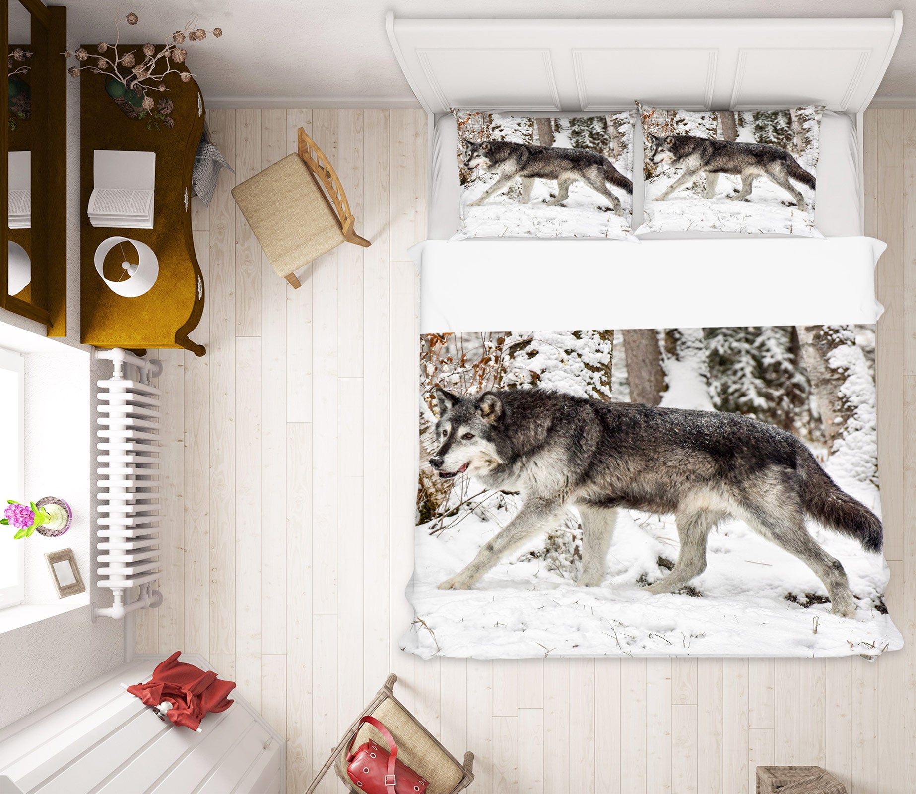 3D Snow Wolf 59213 Bed Pillowcases Quilt