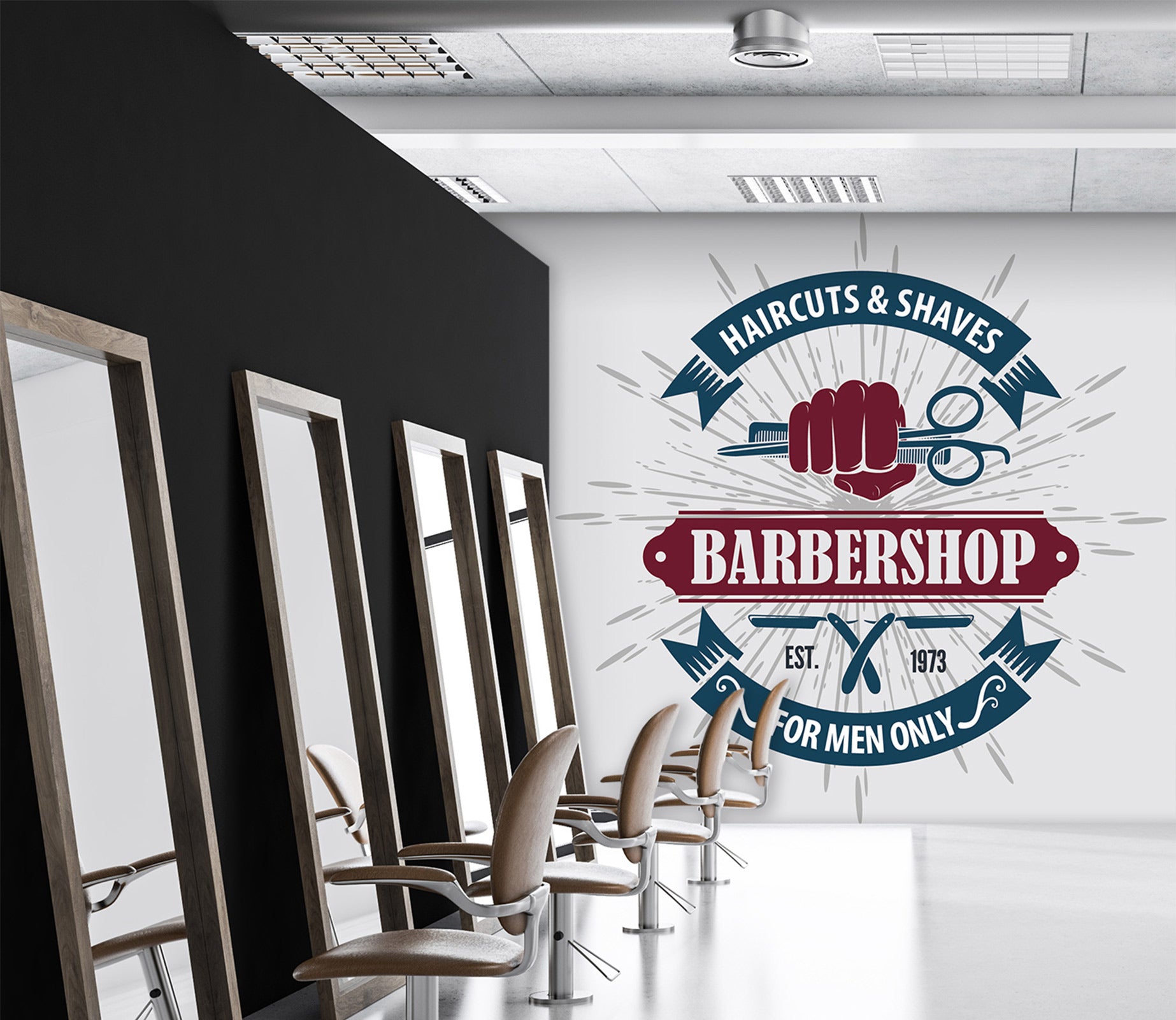 3D Barber Scissors 115231 Barber Shop Wall Murals