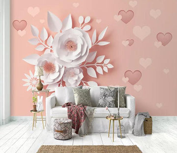3D White Flowers 414 Wall Murals Wallpaper AJ Wallpaper 2 