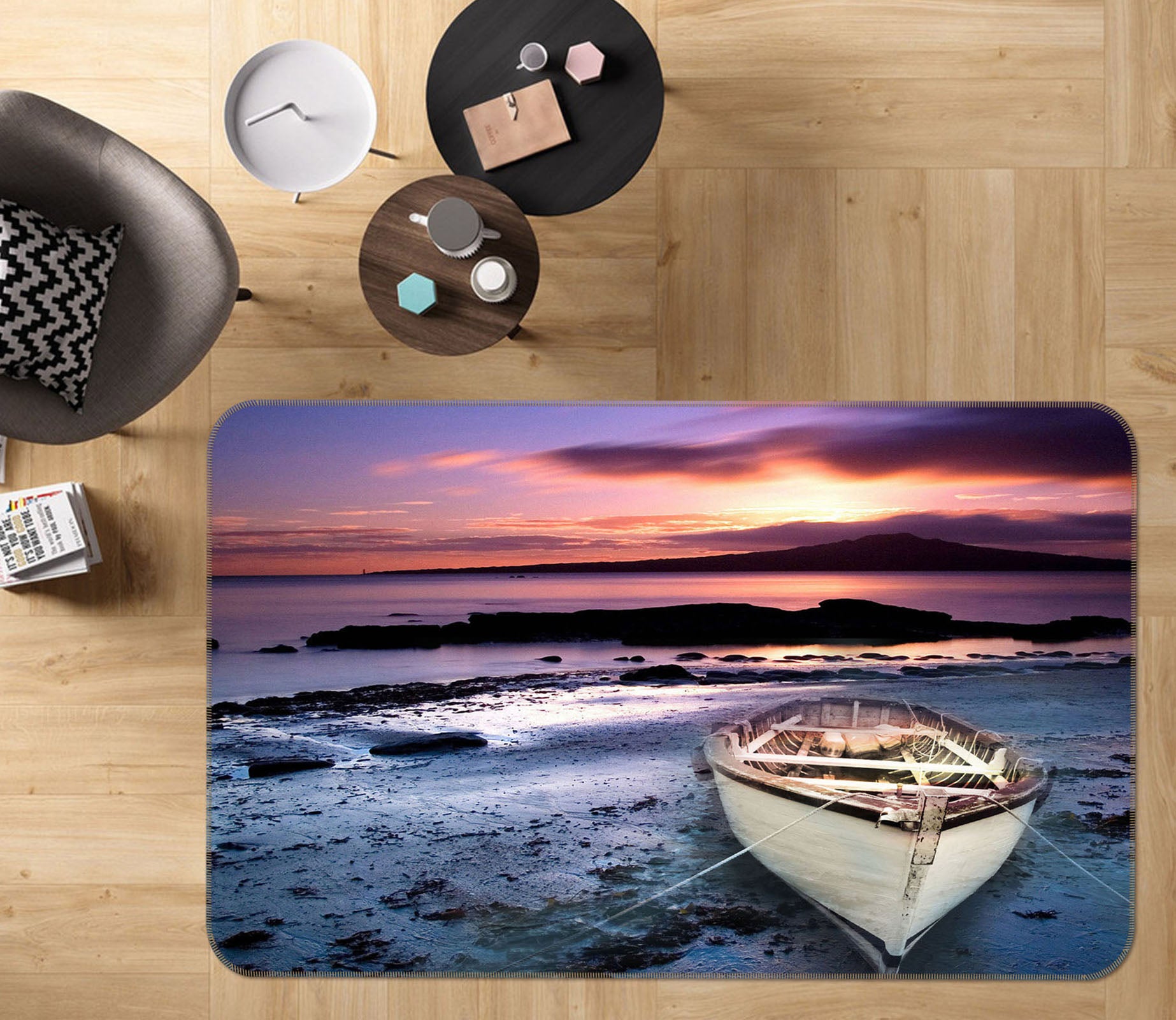 3D Seaside Ferry 32020 Non Slip Rug Mat