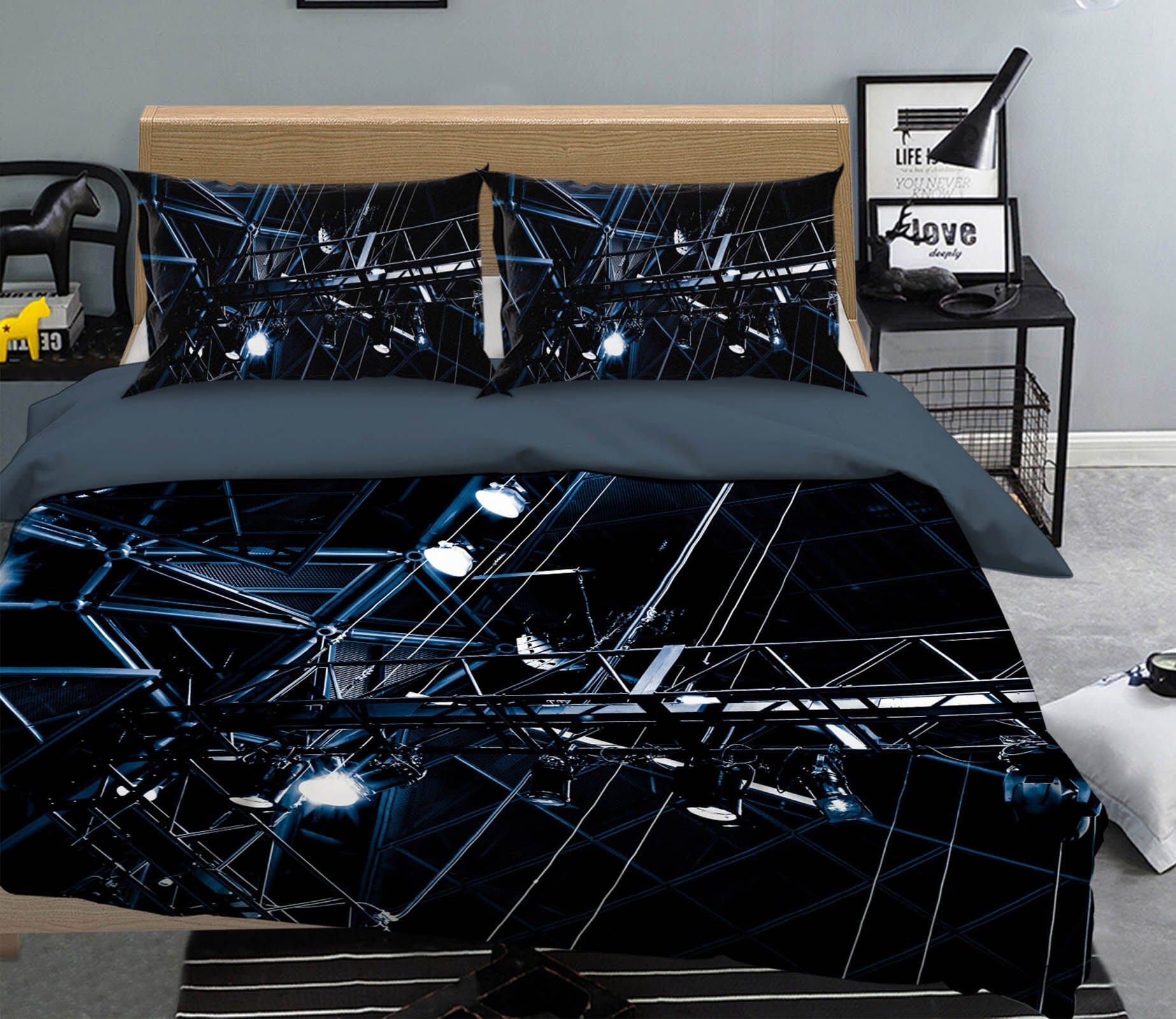 3D Night Light 2005 Noirblanc777 Bedding Bed Pillowcases Quilt Quiet Covers AJ Creativity Home 
