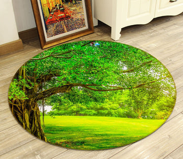 3D Trees Grass 81081 Round Non Slip Rug Mat