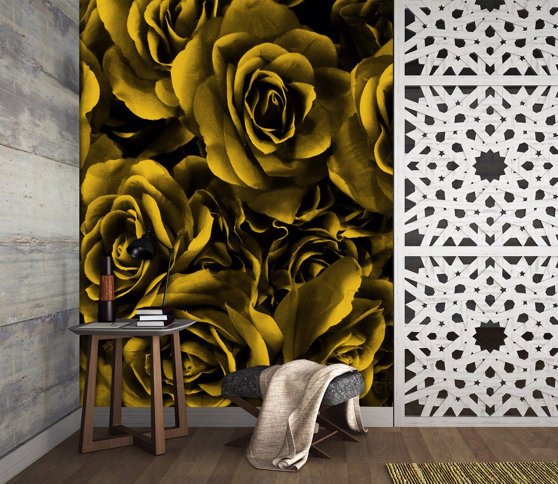 3D Black Gold Flowers 58192 Wall Murals