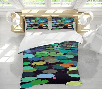 3D Pond Lotus Leaf 1106 Allan P. Friedlander Bedding Bed Pillowcases Quilt Quiet Covers AJ Creativity Home 