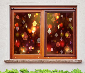 3D Poker Spades 393 Window Film Print Sticker Cling Stained Glass UV Block