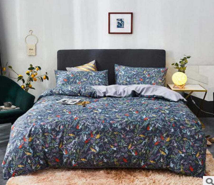 3D Dark Blue Floral 20055 Bed Pillowcases Quilt