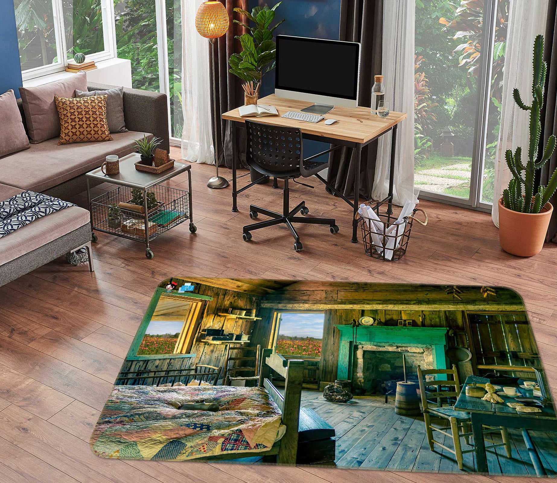 3D Outdoor Cabin 5134 Beth Sheridan Rug Non Slip Rug Mat