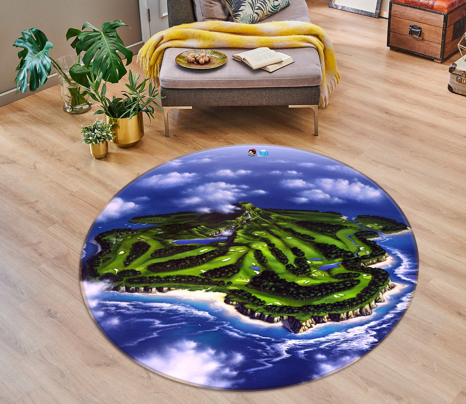 3D Paradise Isle 85110 Jerry LoFaro Rug Round Non Slip Rug Mat