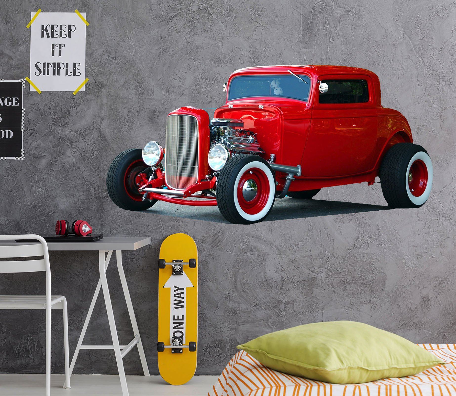 3D Red Classic Car 0020 Vehicles Wallpaper AJ Wallpaper 
