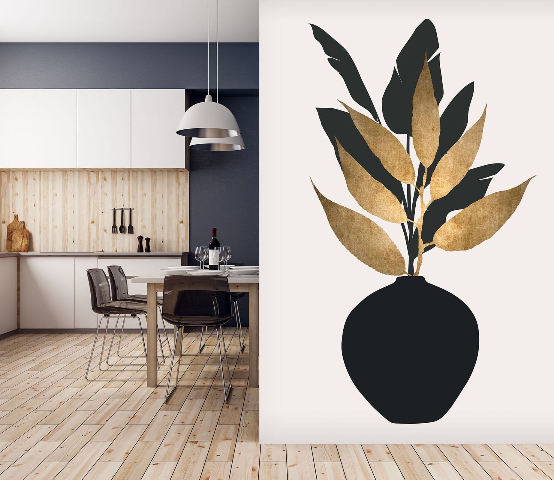 3D Leaf Vase 1419 Boris Draschoff Wall Mural Wall Murals Wallpaper AJ Wallpaper 2 