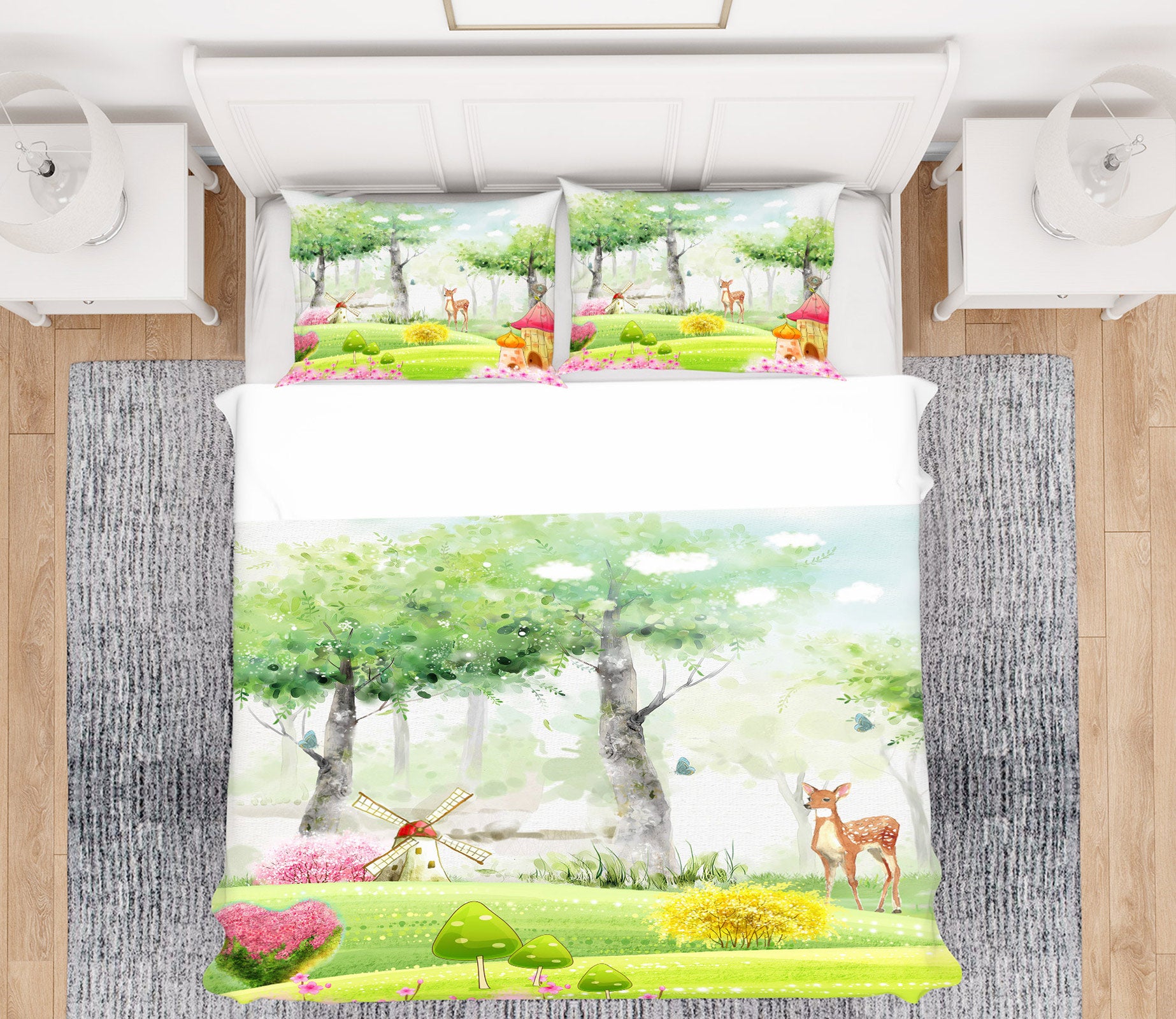 3D Forest Deer 13112 Bed Pillowcases Quilt