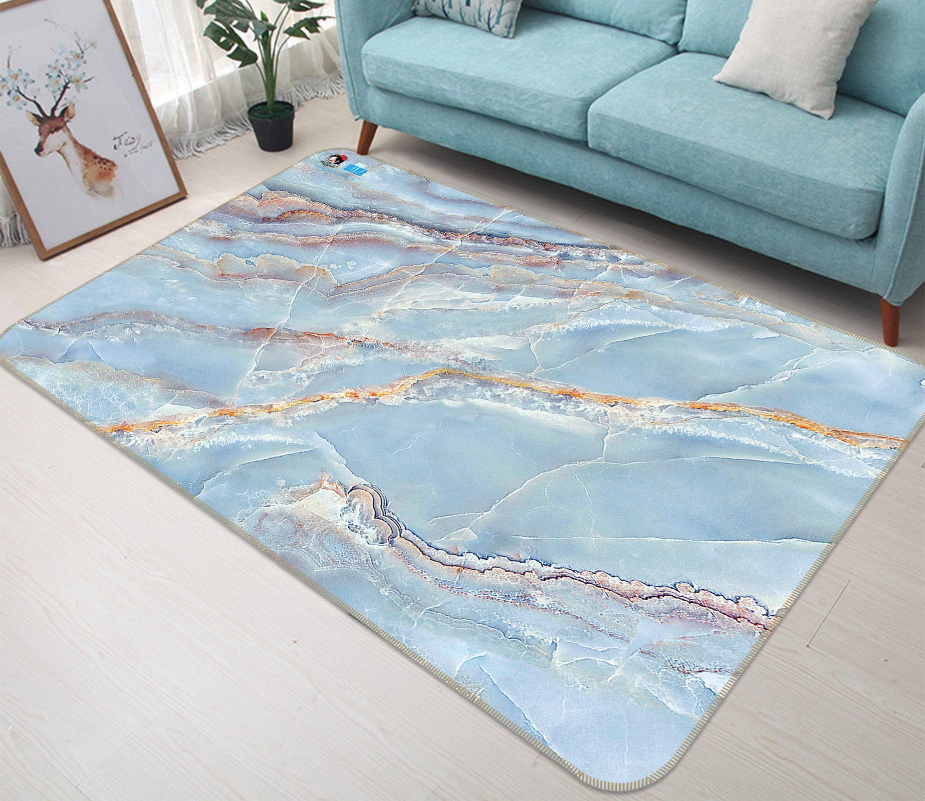 3D Light Blue Stone Pattern 31 Non Slip Rug Mat Mat AJ Creativity Home 