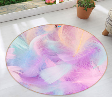 3D Color Feather 81201 Round Non Slip Rug Mat